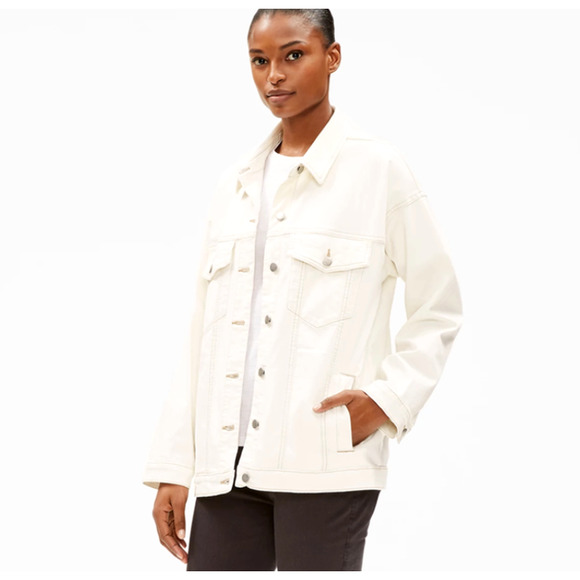 Eileen Fisher Jackets & Blazers - Eileen Fisher Undyed Organic Cotton Denim Jacket Size L